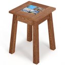 Ver imagem 3 de Kit 06 Banquetas Baixas de Madeira Maciça Pinus Rustica com Cerâmica Vintage W02 Imbuia - Lyam