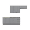 Ver imagem 2 de Cozinha Compacta Modulada 4 Peças com Balcão para Pia e Aéreo Emily Cinza/Calcare