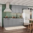 Ver imagem 1 de Cozinha Compacta Modulada 4 Peças com Balcão para Pia e Aéreo Emily Cinza/Calcare