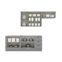 Ver imagem 3 de Cozinha Compacta Modulada 4 Peças com Balcão para Pia e Aéreo Emily Cinza/Calcare