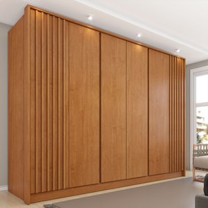 Guarda Roupa Casal Ripado 6 Portas 6 Gavetas 275cm Espresso Móveis