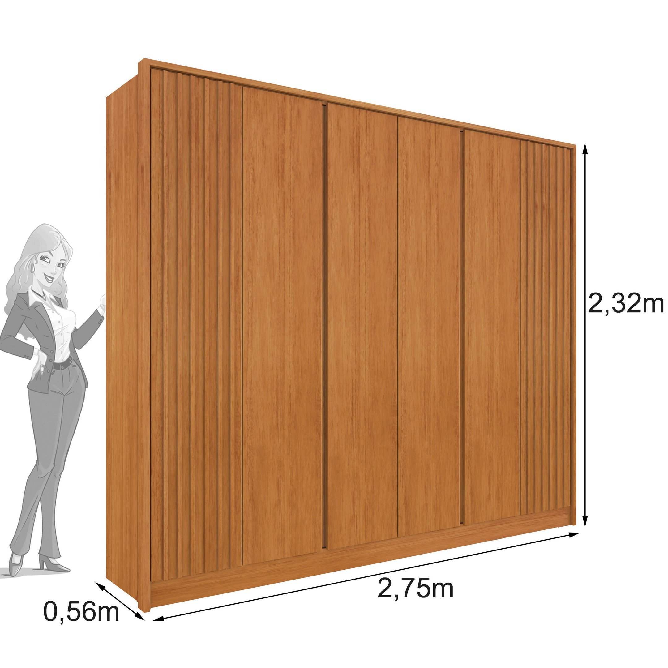 Guarda Roupa Casal Ripado 6 Portas 6 Gavetas 275cm Espresso Móveis  - 13