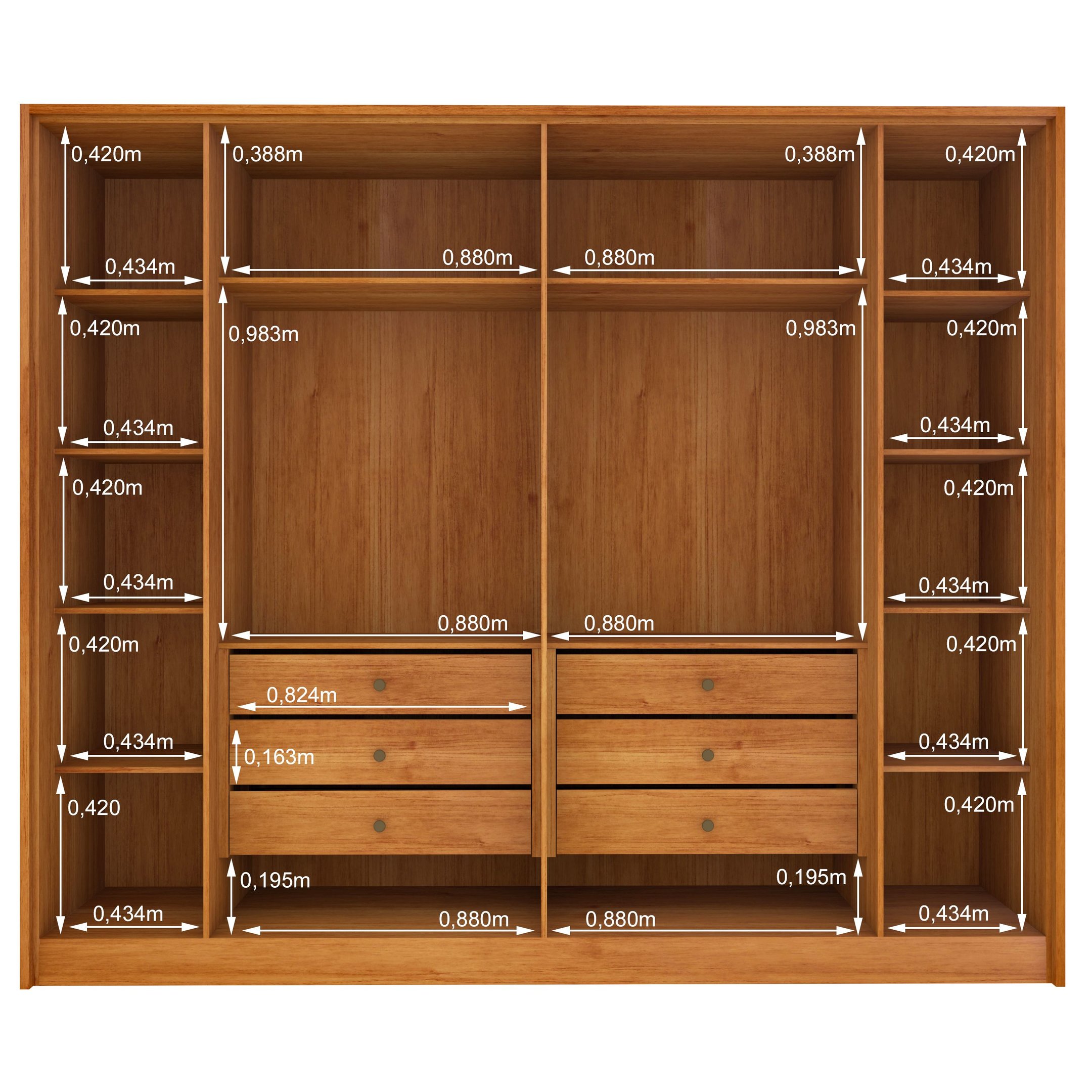 Guarda Roupa Casal Ripado 6 Portas 6 Gavetas 275cm Espresso Móveis  - 17