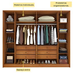 Guarda Roupa Casal Ripado 6 Portas 6 Gavetas 275cm Espresso Móveis  - 5