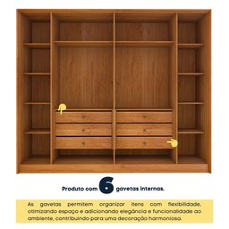 Guarda Roupa Casal Ripado 6 Portas 6 Gavetas 275cm Espresso Móveis  - 4