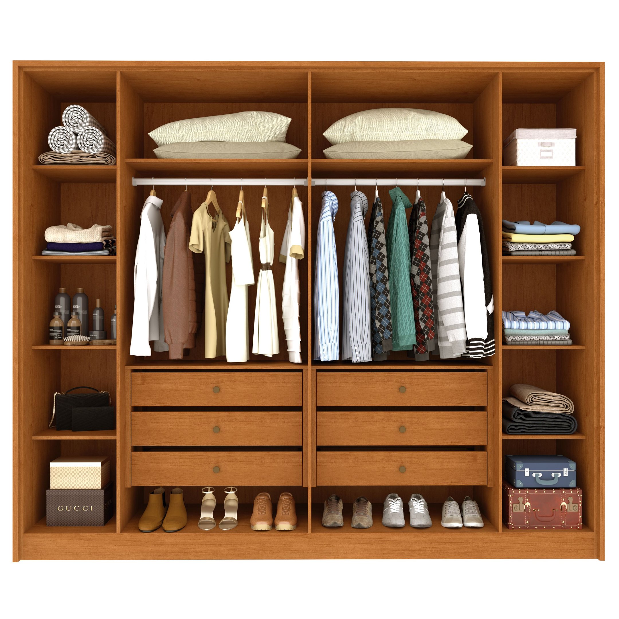 Guarda Roupa Casal Ripado 6 Portas 6 Gavetas 275cm Espresso Móveis  - 16