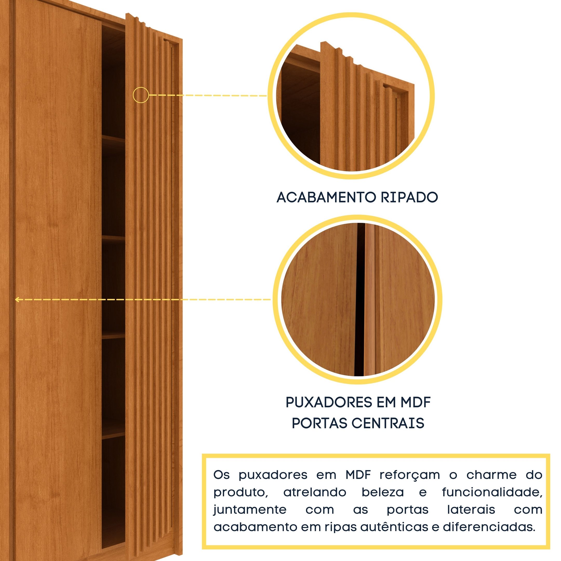 Guarda Roupa Casal Ripado 6 Portas 6 Gavetas 275cm Espresso Móveis  - 7