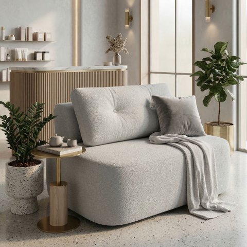 Sofá Modular Cielo 120cm Recepção Loja Sala de Estar Bouclê Cinza Claro - Vimont Moveis