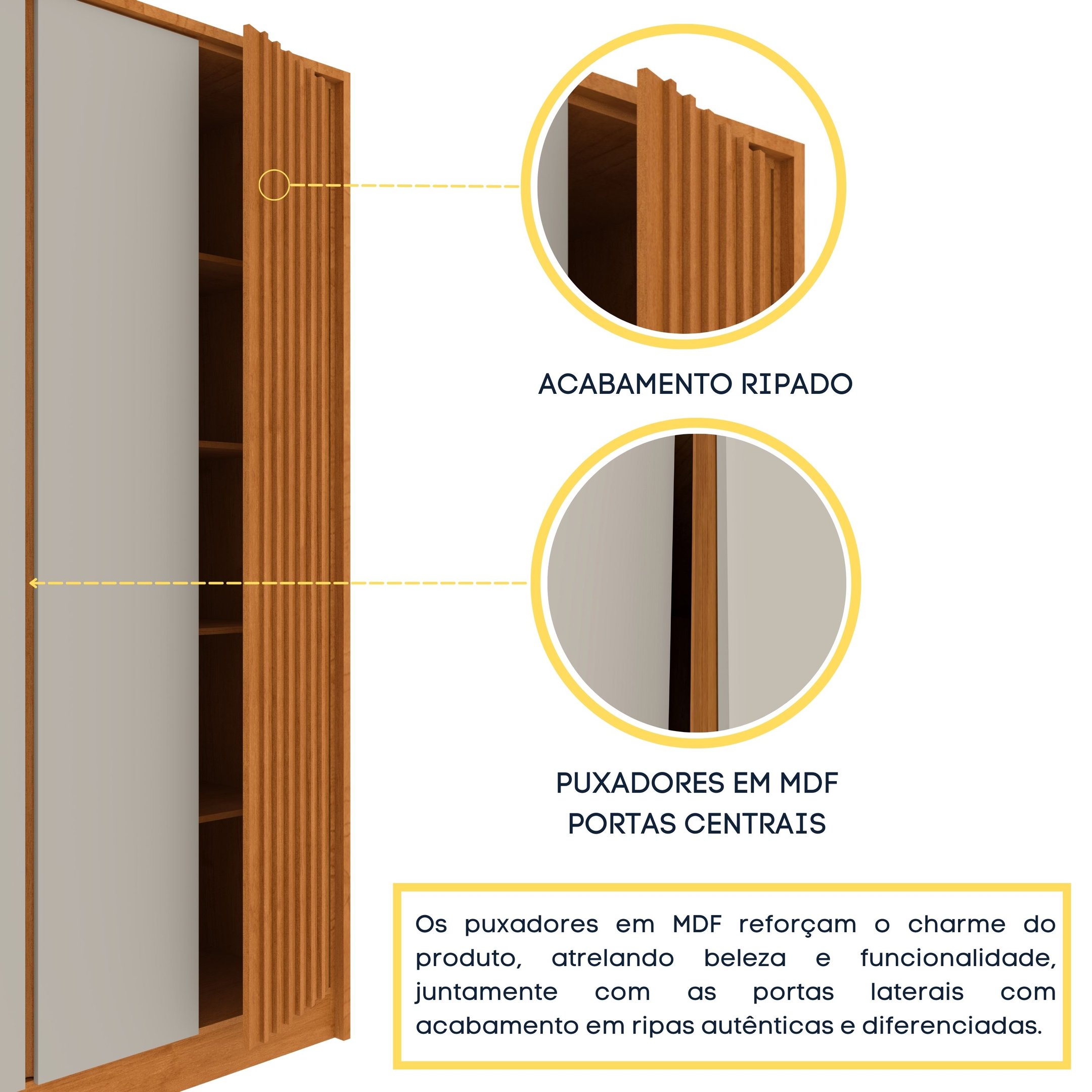 Guarda Roupa Casal Ripado 6 Portas 6 Gavetas 275cm Espresso Móveis  - 7