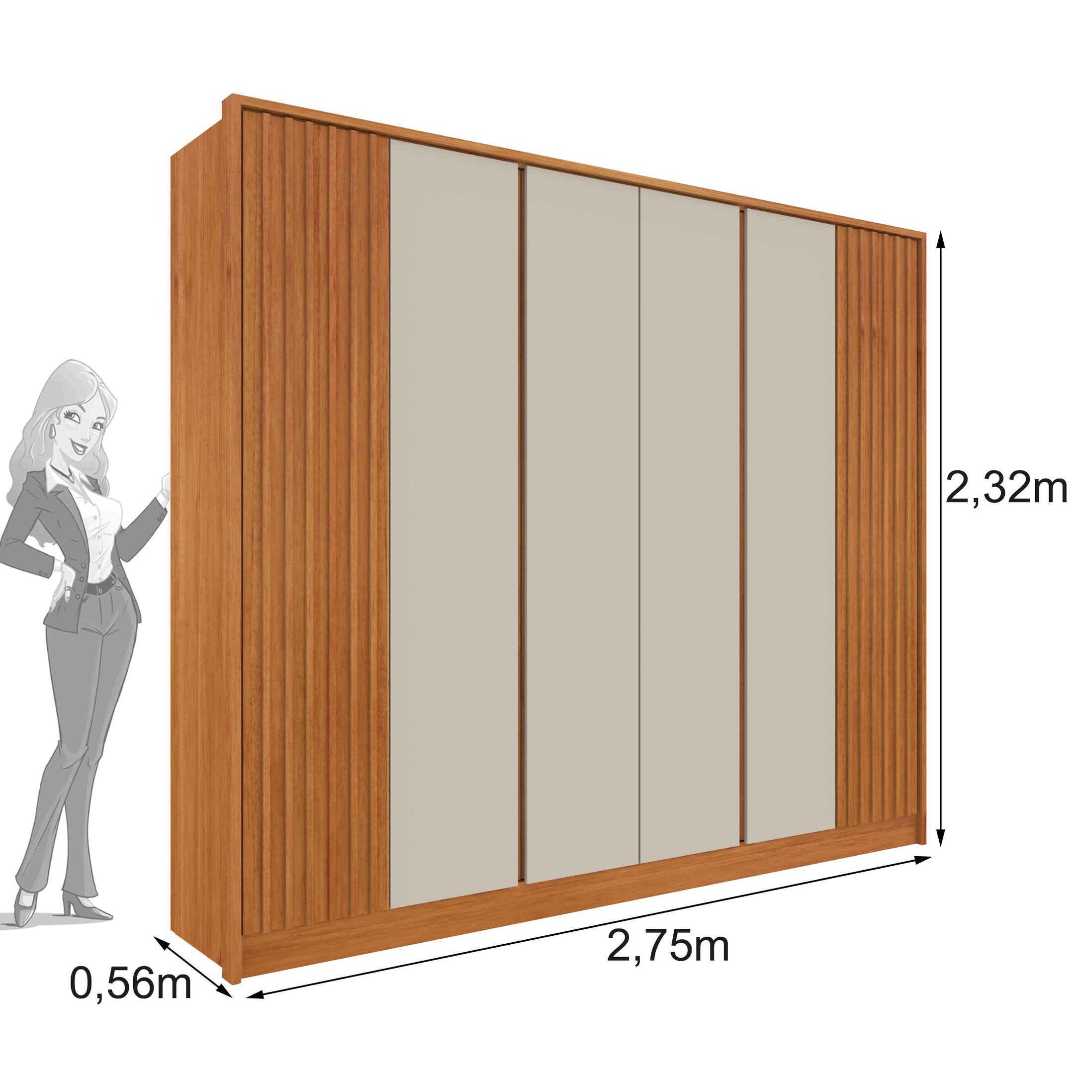 Guarda Roupa Casal Ripado 6 Portas 6 Gavetas 275cm Espresso Móveis  - 13