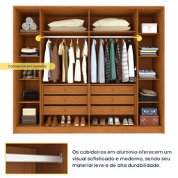 Guarda Roupa Casal Ripado 6 Portas 6 Gavetas 275cm Espresso Móveis  - 3
