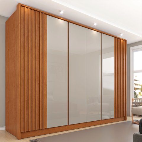 Guarda Roupa Casal Ripado 6 Portas 6 Gavetas 275cm Espresso Móveis