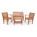 Ver imagem 1 de Conjunto Jardim Premium Madeira de Lei 3 Bancos e 1 Mesa de Centro Área Externa