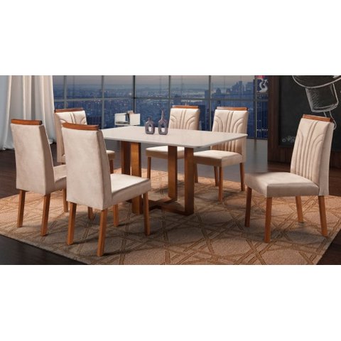 Sala de Jantar Completa com 6 Cadeiras 1,80x0,90 metros - Atlas Veneza - Art Salas