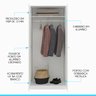Guarda-roupa Solteiro com 2 Portas 75x175cm London Branco 6502 - 4