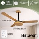 Ver imagem 2 de Ventilador de Teto Natuvent Vitta sem Luz 3 Pás Madeira Mdf Freijó