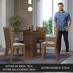 Conjunto Sala de Jantar Mesa Tampo de Madeira 4 Cadeiras Rustic/preto/floral Hibiscos Samara Madesa - 5