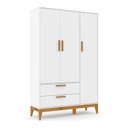 Ver imagem 2 de Jogo de Quarto Infantil Nature com Guarda Roupa 3 Portas e Berço Branco Soft/eco Wood - Matic Móveis
