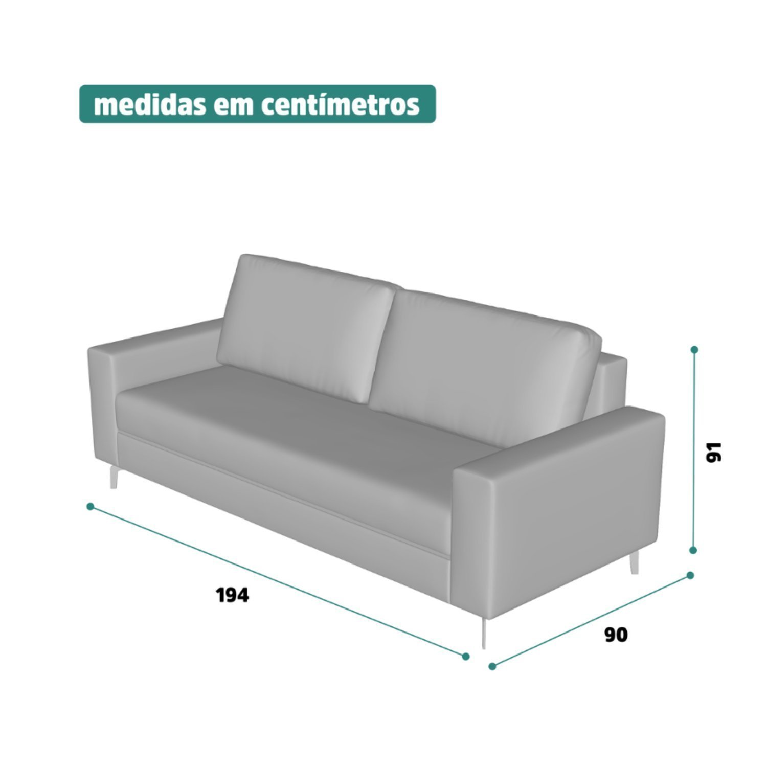 Sofá para Sala de Estar 3 Lugares 194cm Loft - 4