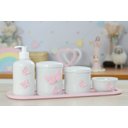Ver imagem 3 de Kit Higiene Bebê Porcelana Borboleta Menina Quarto Bancada Banho Cuidados Recém Nascido K110