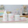 Kit Higiene Bebê Porcelana Borboleta Menina Quarto Bancada Banho Cuidados Recém Nascido K110 - 3