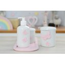 Ver mais imagens de Kit Higiene Bebê Porcelana Borboleta Menina Quarto Bancada Banho Cuidados Recém Nascido K110