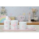 Ver imagem 2 de Kit Higiene Bebê Porcelana Borboleta Menina Quarto Bancada Banho Cuidados Recém Nascido K110