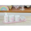 Ver imagem 5 de Kit Higiene Bebê Porcelana Borboleta Menina Quarto Bancada Banho Cuidados Recém Nascido K110