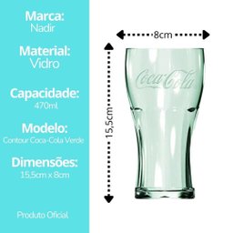 Copo Coca-cola Contour Vidro Verde 470ml - Nadir - 8