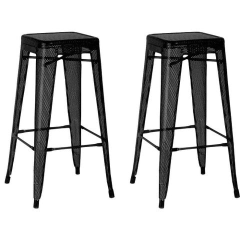 Kit 4 Banquetas Altas Anm6930b Iron Tolix Titan Anima Office Vazada Preto Base Metal