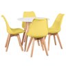 Mesa 80cm Branco + 4 Cadeiras Amarelo - 1