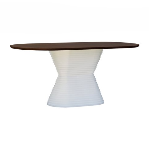 Mesa de Jantar Apollo Tampo Oblongo 180x90cm Branco/Amêndoa