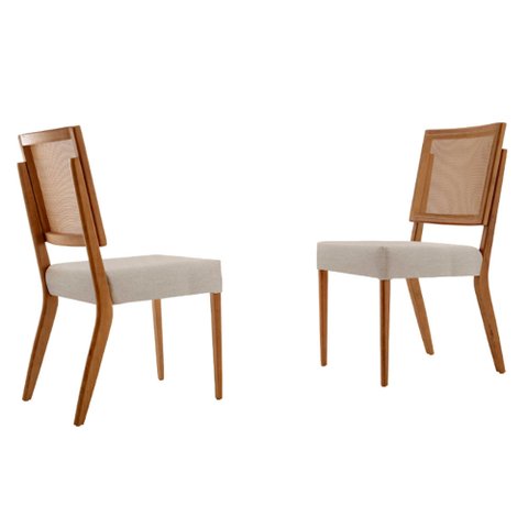 Conjunto com 2 Cadeiras Aila em Madeira Maciça para Sala de Jantar Moderna Mobília