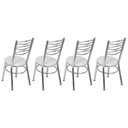 Ver imagem 3 de Conjunto 4 Cadeiras para Sala de Jantar Tradicional Cromado/Branco