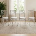 Ver imagem 4 de Conjunto 4 Cadeiras para Sala de Jantar Tradicional Cromado/Branco