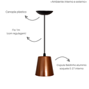 Ver imagem 2 de Pendente Luminária de Teto Cúpula Baldinho Retrô Suporte Plástico - Soquete E-27 – Abf Luminárias:co