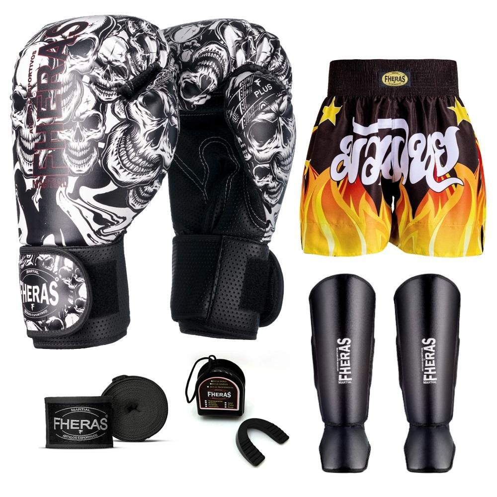 Kit Boxe Muay Thai Fheras Top Caveira Branca (03003580) - 7