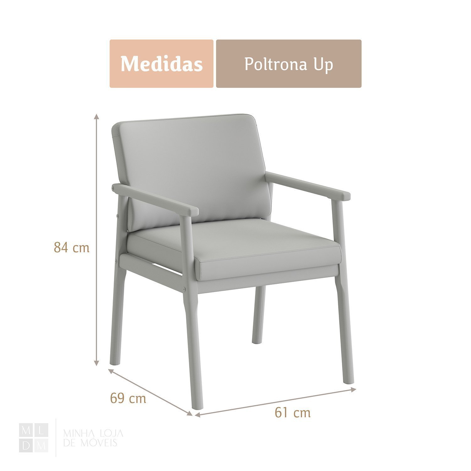 Poltrona Decorativa para Sala de Estar em Veludo 235 Up - 3