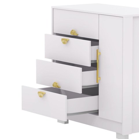 Cômoda Sapateira Ilha Bela 1 Porta 4 Gavetas - Aurum:branco