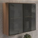 Ver imagem 2 de Armario Aereo 2 Portas Vidro MDF 80 cm Kali 122118 Carvalho Toq Nicioli