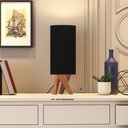 Ver imagem 2 de Abajur Pequena De Quarto Luminária De Mesa Madeira Moderna:Preto