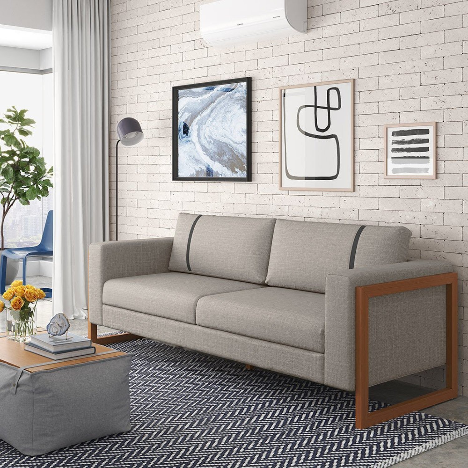 Sofá para Sala de Estar 3 Lugares 180cm Lin | MadeiraMadeira