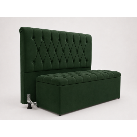 Kit Cabeceira e Calçadeira Baú Mallu Casal 140 cm - Veludo Verde