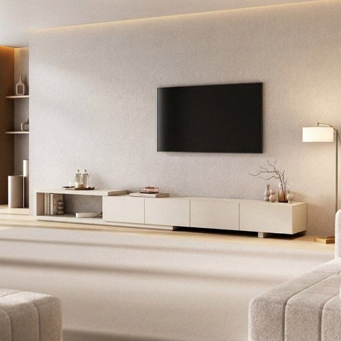 Rack Extensível TV até 75 Polegadas Planejado 304cm Aruá CabeCasa MadeiraOriginals Off White