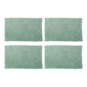 4 Tapete de Banheiro Bolinha 58 X 38cm Antiderrapante Verde Água