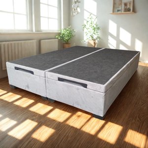 Cama Box Baú Casal Bipartido Suede Luxo - Gs Kamas - Acabamento Reforçado, Amplo Espaço (cinza)