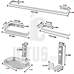 Kit Acessorios para Banheiro Quadrado 5 Peças Cromado Luxo Único - 2