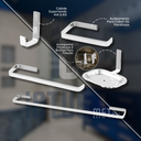 Ver imagem 3 de Kit Acessorios para Banheiro Quadrado 5 Peças Cromado Luxo Único