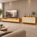 Ver imagem 1 de Conjunto Rack + Buffet Requinte 260 cm - Naturale/Off White Gelius
