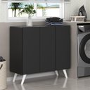 Ver imagem 1 de Armário Lavanderia Retrô com 3 Portas 90 Cm Multimóveis Mp5033 Preto/branco